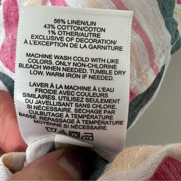 Express Linen Cotton Ruffle Stripe Top - Picture 6 of 8